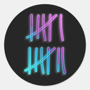 Adesivo Redondo Tally Marks 67 Meme Contagem Colorida 6 7 Brainrot