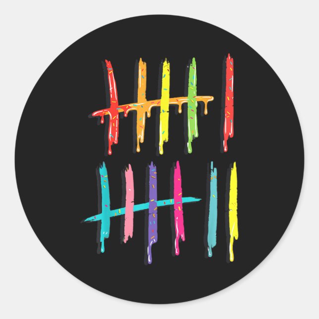Adesivo Redondo Tally Marks 6 7 Numbers Funny Six Seven 67 Meme Ge (Frente)