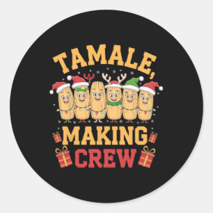 Adesivo Redondo Tamale Fazer Crew Engraçado Pijama de Natal Mexica