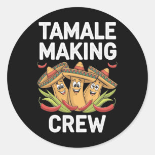 Adesivo Redondo Tamale Fazer Crew Engraçado Pijama de Natal Mexica
