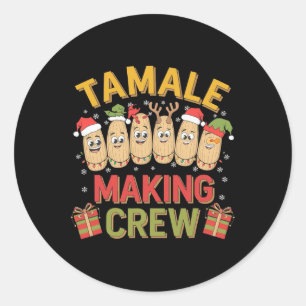Adesivo Redondo Tamale Fazer Crew Engraçado Pijama de Natal Mexica