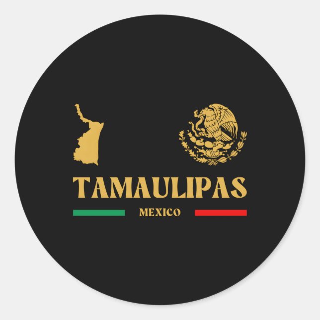 Adesivo Redondo Tamaulipas México com emblema mexicano Tamaulipas (Frente)