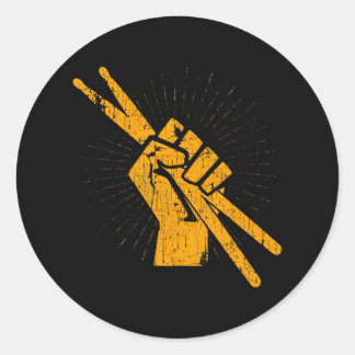 Adesivo Redondo Tambor Drummer Fixa Percussão Sobre Rock