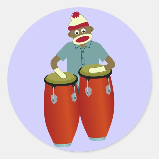 Adesivo Redondo Tambores de Conga Macaco-Meia (Frente)