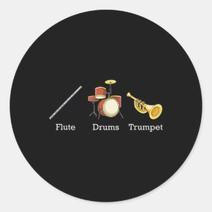 Adesivo Redondo Tambores de Flauta Trompete Nd Instrumentos Sutil