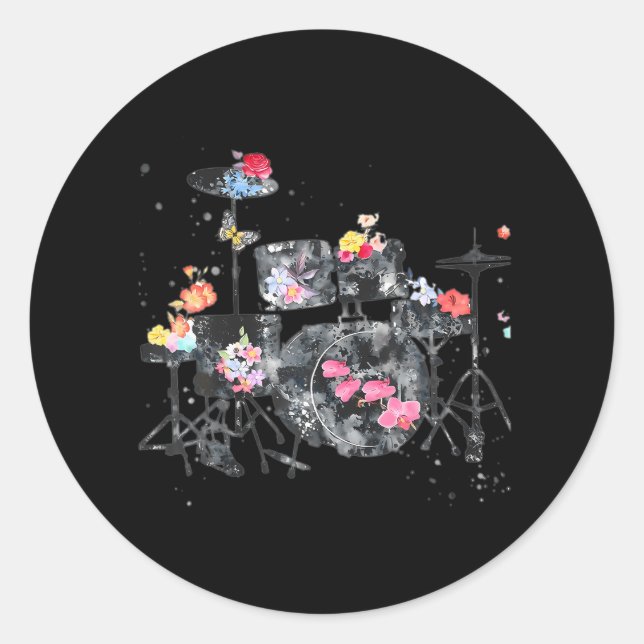 Adesivo Redondo tambores para tambores de tambores para raparigas  (Frente)