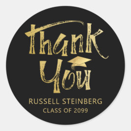 Adesivo Redondo Tampa de Faux Gold Brushstroke de Agradecimento de