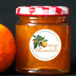 Adesivo Redondo Tampa de Frasco de Marmelada de Laranja Caseira co
