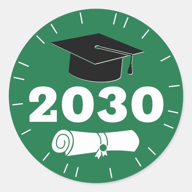 Adesivo Redondo Tampa de Graduação Moderna Ano de Conclusão Diplom (Frente)