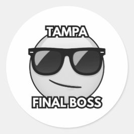 Adesivo Redondo Tampa Final Boss Cool Emoji Sticker