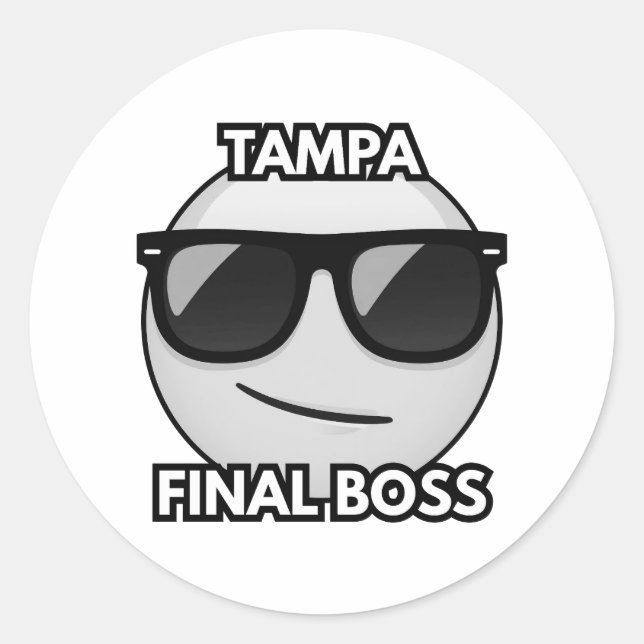 Adesivo Redondo Tampa Final Boss Cool Emoji Sticker (Frente)