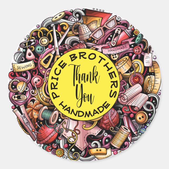 Adesivo Redondo Tampão clássico redondo de costura feito à mão (Frente)