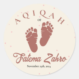 Adesivo Redondo Tampão Neném-Nascida Menina Muçulmana Aqiqah Aqeqa