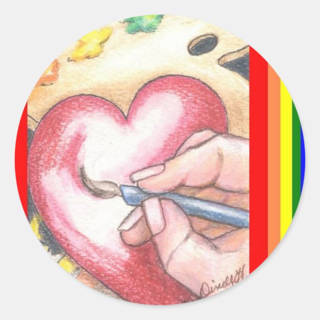 Adesivo Redondo Tampas do Coração Artista (Frente)