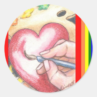 Adesivo Redondo Tampas do Coração Artista