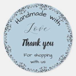 Adesivo Redondo Tampas florais azuis.