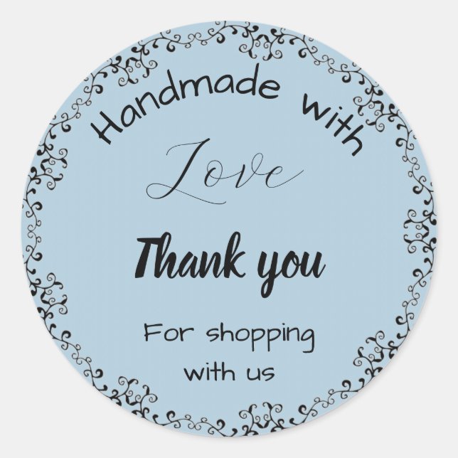 Adesivo Redondo Tampas florais azuis. (Frente)