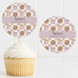 Adesivo Redondo Tampo de Cupcake Xadrez de Biscoito Kawaii Persona
