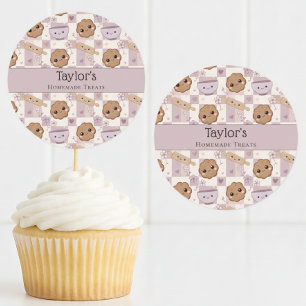 Adesivo Redondo Tampo de Cupcake Xadrez de Biscoito Kawaii Persona