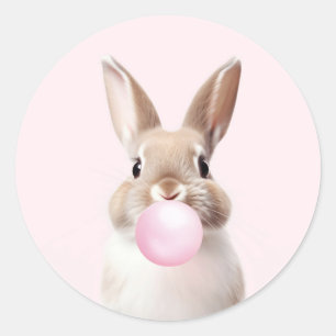 Adesivo Redondo Tan Beige Bunny Blowe Goma De Bolha Rosa