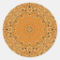 Tan Brown Paisley Western Bandana Scarf Impressão