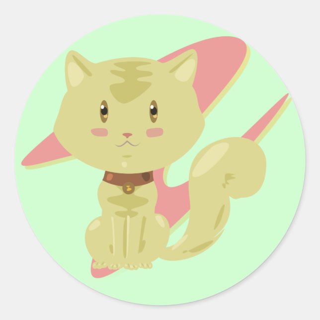 Adesivo Redondo Tan Cat Stickers (Frente)