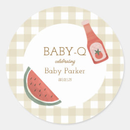 Adesivo Redondo Tan Gingham Baby-Q Sticker