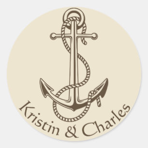 Adesivo Redondo Tan Personalizado Náutico de Âncora de Navio Vin