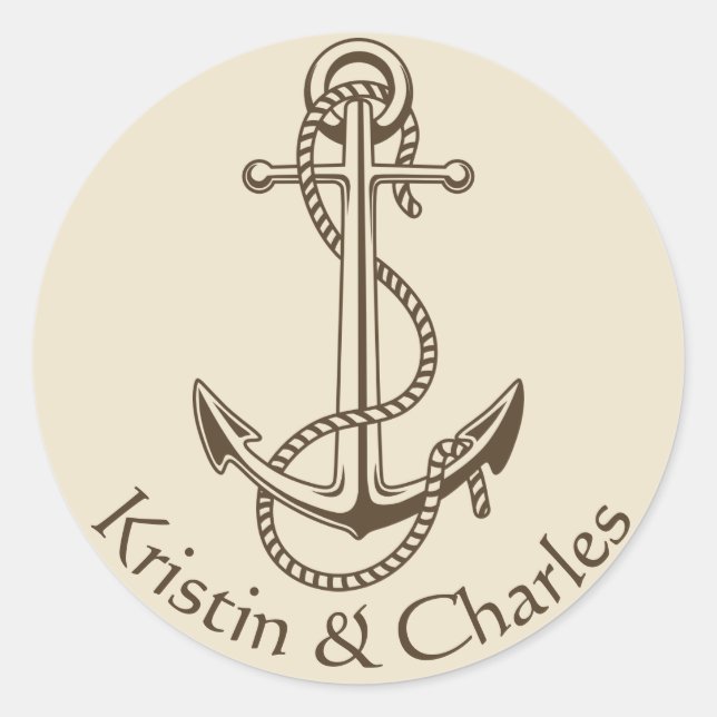 Adesivo Redondo Tan Personalizado Náutico de Âncora do Navio Vinta (Frente)
