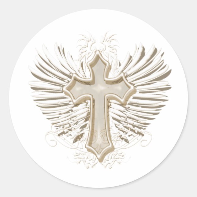 Adesivo Redondo Tan Winged Cross (Frente)
