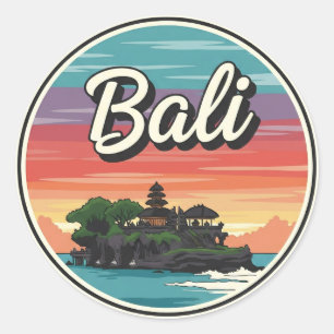 Adesivo Redondo Tanah Lot Bali Indonésia Viagem