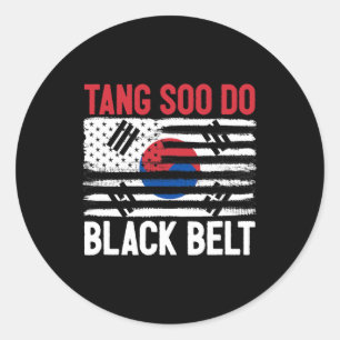 Adesivo Redondo Tang Soo Do Black Belt Karate Fighter Coreano Mart
