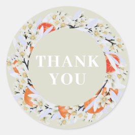 Adesivo Redondo Tangerina Citrus Blooming Branoming Wreath Floral