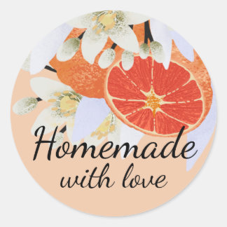 Adesivo Redondo Tangerina Citrus Homemade Business Botânica