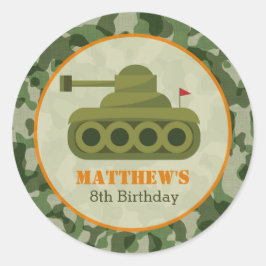 Adesivo Redondo Tank Birthday Stickers - Soldado Militar do Exérci
