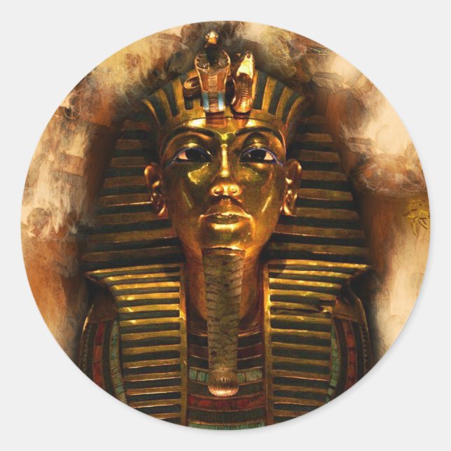 Adesivo Redondo TANKHAMEN Ancião Egípcio Pharaoh Stickers (Frente)