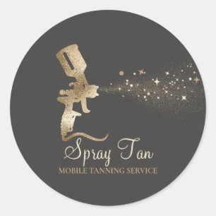 Adesivo Redondo Tanning Air Brussel Dourado Salon Mobile Spray Tan