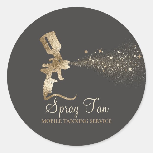Adesivo Redondo Tanning Air Brussel Dourado Salon Mobile Spray Tan (Frente)