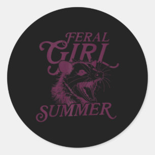 Adesivo Redondo Tanque de verão da Raccoon Feral Girl