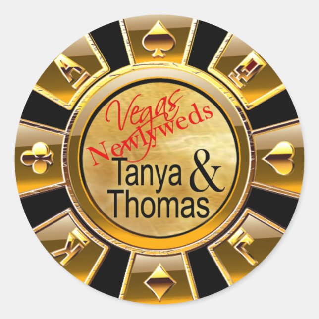Adesivo Redondo Tanya & Thomas Las Vegas Casino Chip black/gold (Frente)