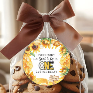 Adesivo Redondo Tão doce de ser um primeiro aniversario floral