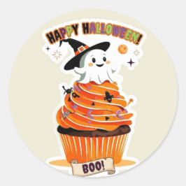 Adesivo Redondo Tão Fofo Quanto Boo Lindos Cupcakes de Halloween