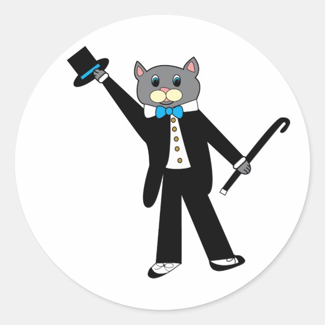 Adesivo Redondo Tap Dance Cat Sticker (Frente)