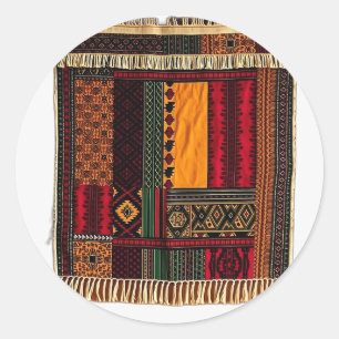 Adesivo Redondo Tapeçaria Africana com Padrões Culturais