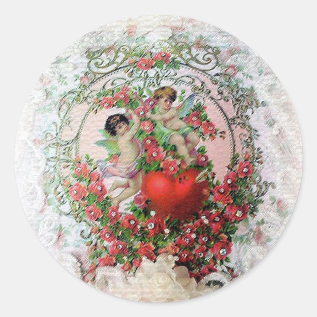 Adesivo Redondo Tapetes de cerâmica e Dias de os namorados de rend (Frente)