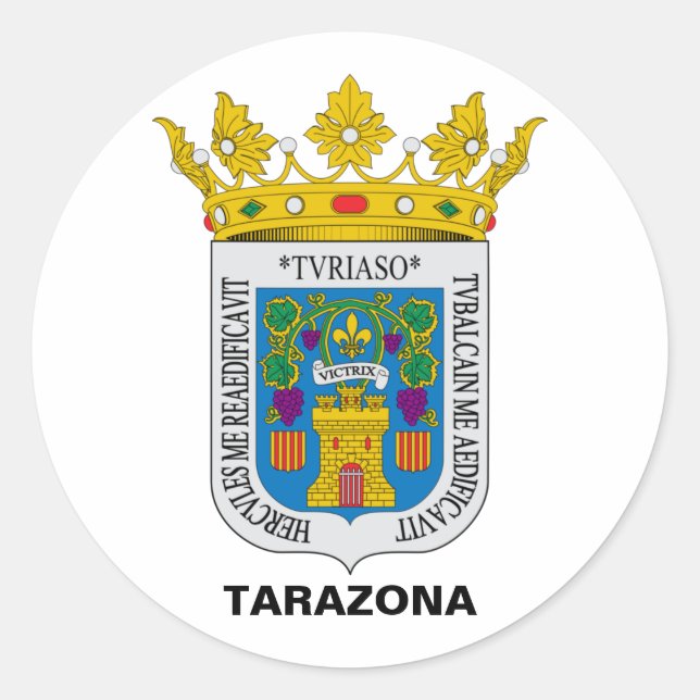 Adesivo Redondo Tarazona (Aragão, Espanha), casaco de armas (Frente)