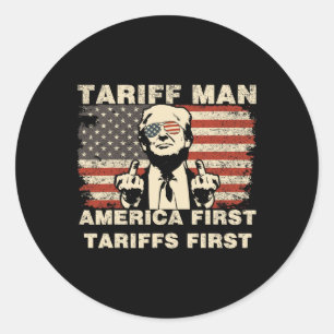 Adesivo Redondo Tarifa Homem Funny Trump Tarrifs Memória América P