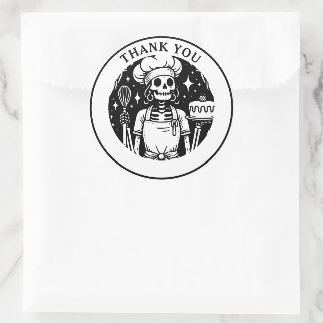 Adesivo Redondo Tarot Baker Chef Black White Produto (Bolsa)