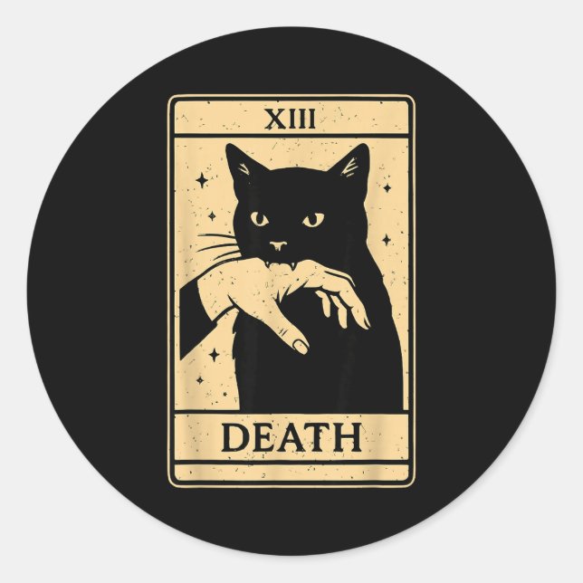Adesivo Redondo Tarot Card Black Cat Occult Witchy Black Cat Tarot (Frente)
