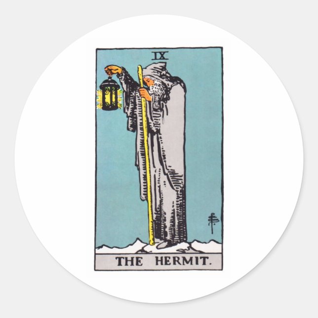 Adesivo Redondo tarot hermit (Frente)